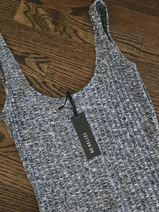 Cotton On Bodycon Midi Dress | Size XS | Grey Ribbed Knit (NWT) - Picture 1 of 6